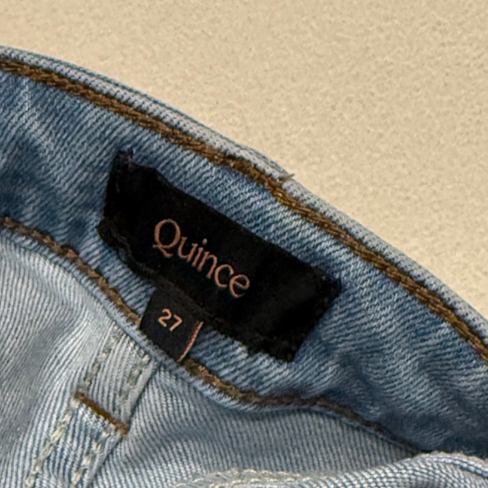 Quince Bella Stretch Straight Jeans Frosted Blue Organic Cotton Size 27 - Picture 3 of 5